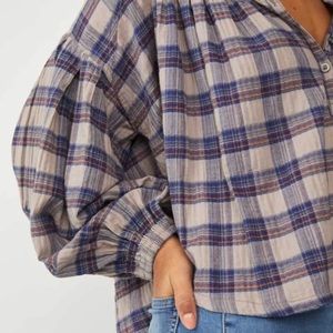 free people jessi plaid top sz sm